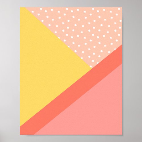 Coral Geometric Daylight Modern Colorblock Art Poster