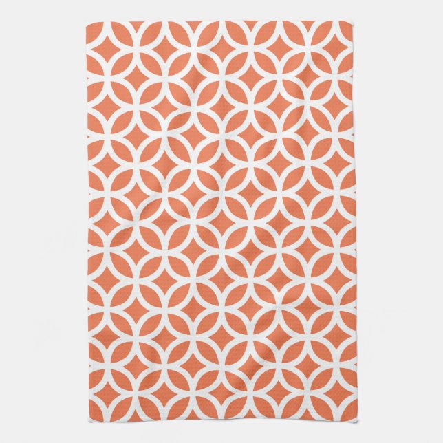 Coral Geometric Kitchen Towels (Vertical)