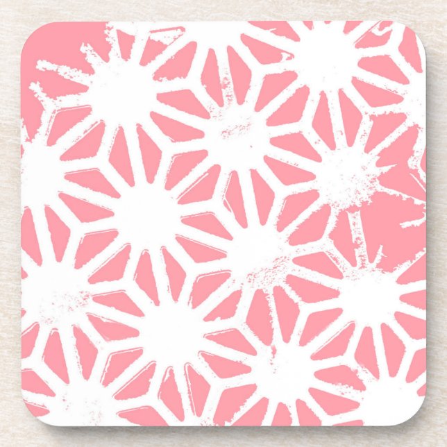 Coral geometric pattern beverage coaster (Front)