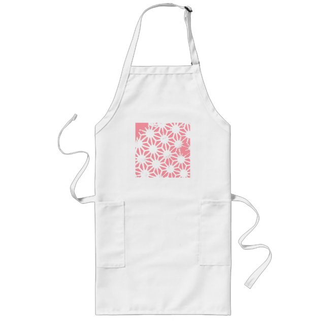 Coral geometric pattern long apron (Front)