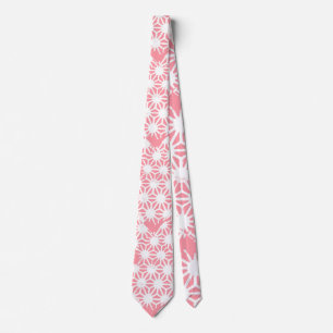 Coral geometric pattern neck tie