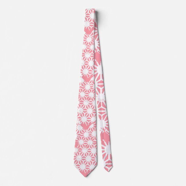 Coral geometric pattern neck tie (Front)