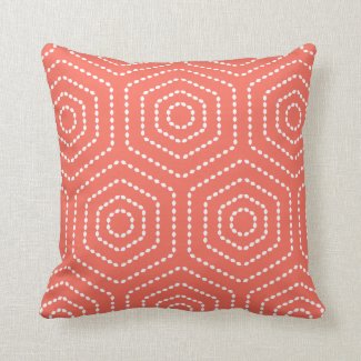Coral Geometric Pattern Pillow