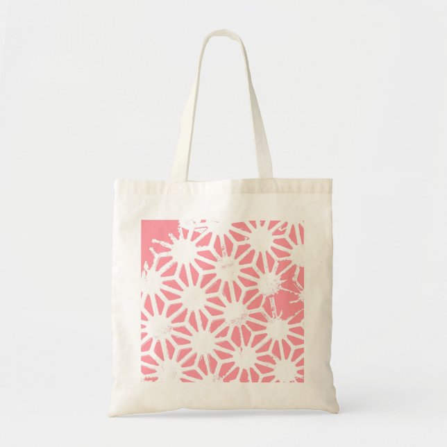 Coral geometric pattern tote bag (Front)
