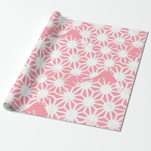 Coral geometric pattern wrapping paper