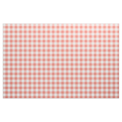 Coral Gingham Pattern Fabric