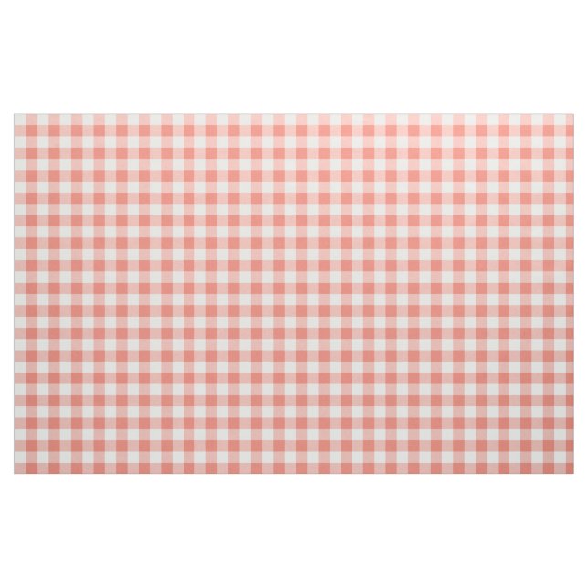 Coral Gingham Pattern Fabric (Fat Quarter)