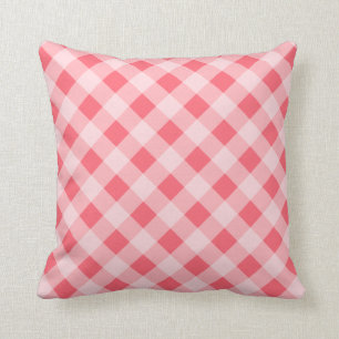Coral Gingham Pillow