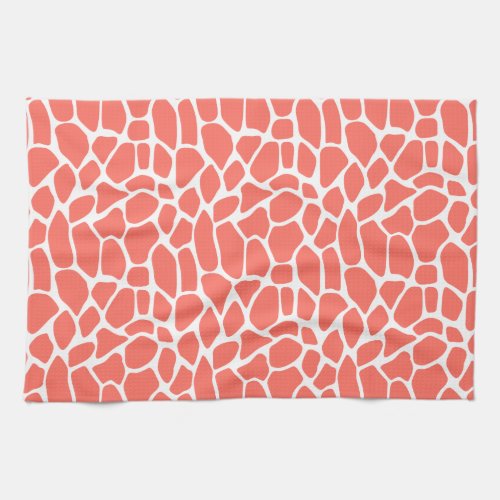 Coral Giraffe Pattern Kitchen Towel