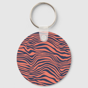 Coral Glamorous Tiger Stripes Animal Print Keychain