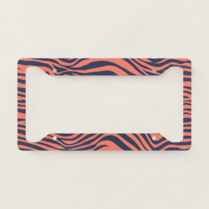 Coral Glamorous Tiger Stripes Animal Print License Plate Frame