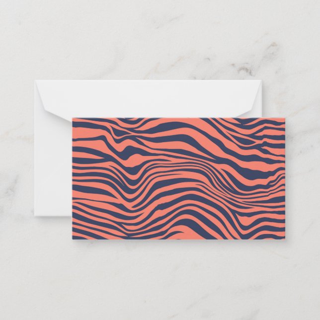 Coral Glamorous Tiger Stripes Animal Print Note Card (Front)