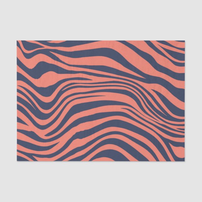 Coral Glamorous Tiger Stripes Animal Print Tissue Paper (Front)