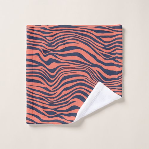 Coral Glamorous Tiger Stripes Animal Print Wash Cloth