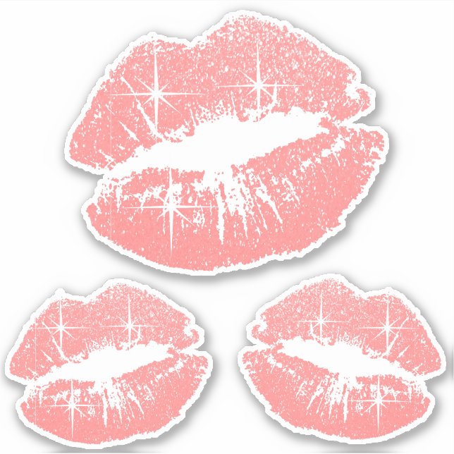 Coral Glitter Lips - Kiss-Cut Sticker (Front)