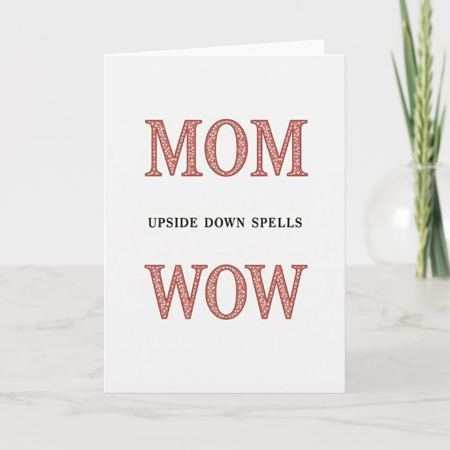 Coral Glitter Mom Wow Card (Front)