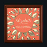 Coral Gold Bridesmaid Proposal Box<br><div class="desc">Simple, modern, elegant, coral Bridesmaid proposal box with abstract faux gold sun shaped ornament. Perfect choice for contemporary summer weddings!</div>