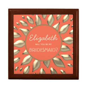 Coral Gold Bridesmaid Proposal Box