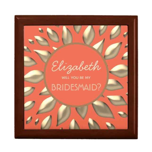 Coral Gold Bridesmaid Proposal Box (Front)