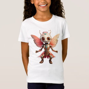 Coral Gold Cute Dancing Robot Pixie T-Shirt