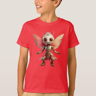 Coral Gold Cute Dancing Robot Pixie T-Shirt