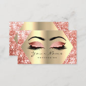 Coral Gold Glitter Makeup Artist Lashes Business Card (Front/Back)