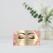 Coral Gold Glitter Makeup Artist Lashes Business Card (Standing Front)