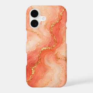 Coral Gold Marble River Abstract iPhone 17 Case