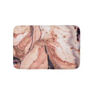 Coral Gold Marbling: Natural Pattern Bath Mat