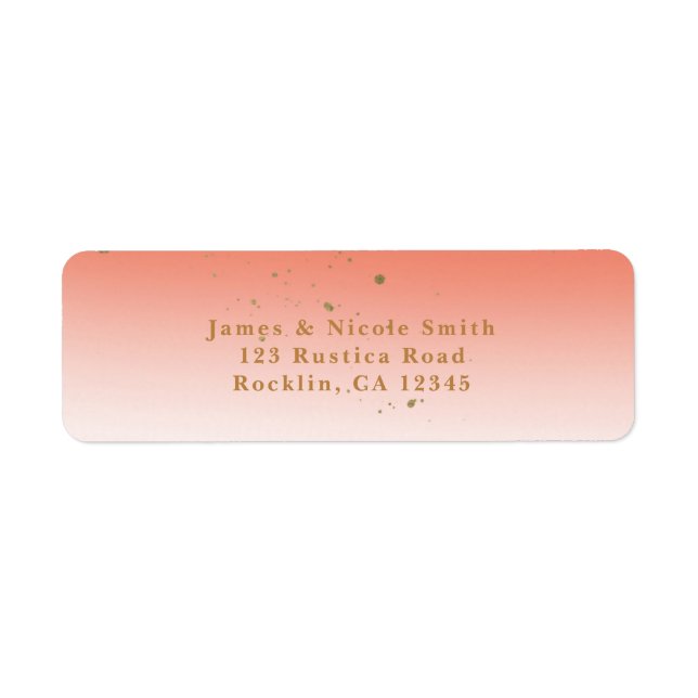 Coral & Gold Modern Glam Bridal Shower Party Label (Front)