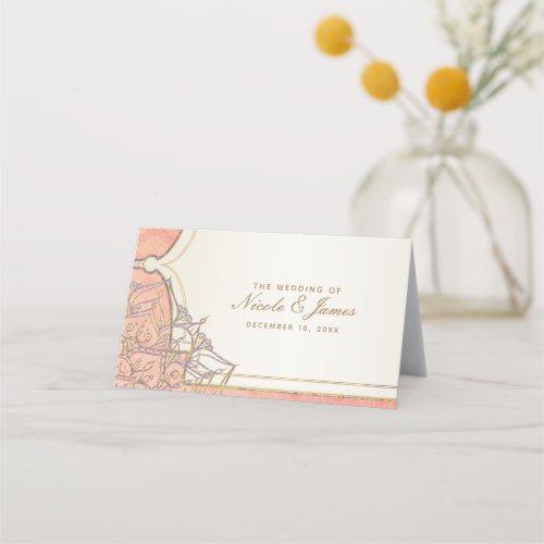 Coral Gold Moroccan Arabian Nights Table Number Place Card