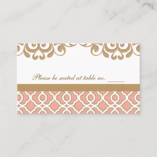 Coral Gold Moroccan Wedding Table Place Place Card