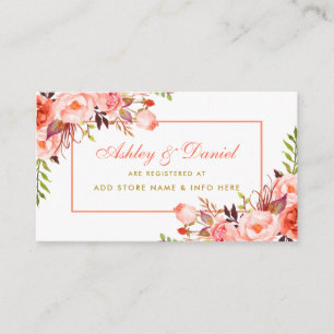 Coral Gold Wedding Registry Insert Card
