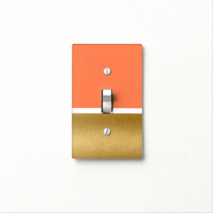 Coral & Gold & White Glam Decor Light Switch Cover