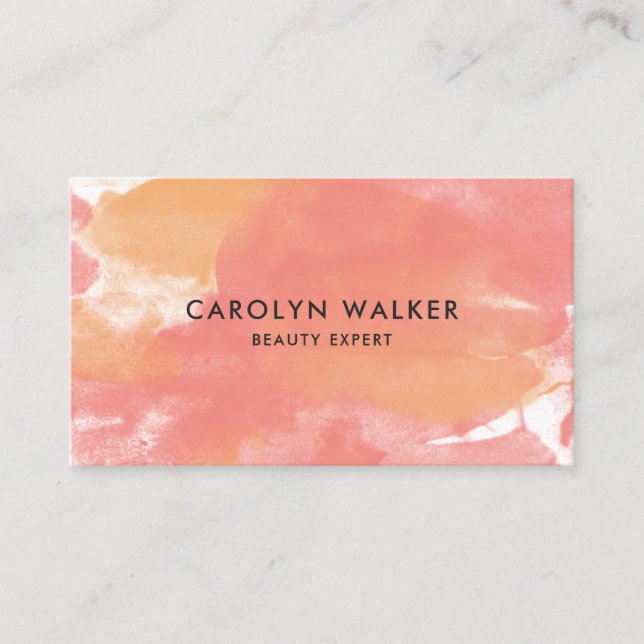 Coral Golden Ocher Watercolor Business Card (Front)