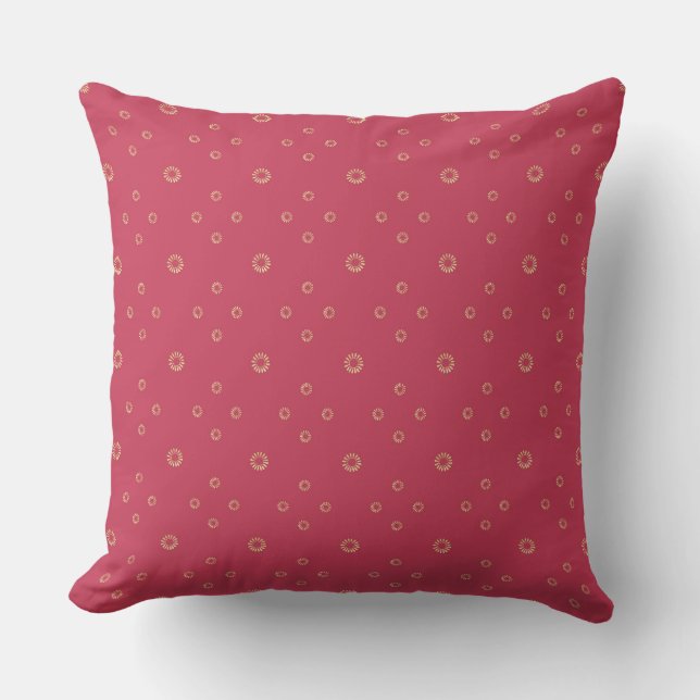 Coral | Golden Zinnia Sun Throw Pillow (Front)