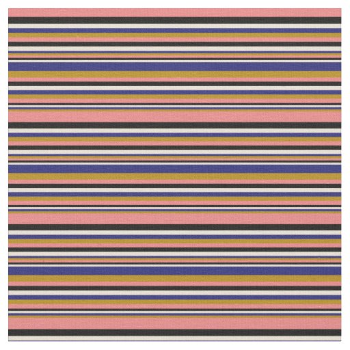 Coral, Goldenrod, Midnight Blue, Bisque & Black Fabric