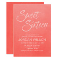 Coral Gradient Sweet 16 Birthday Invitation