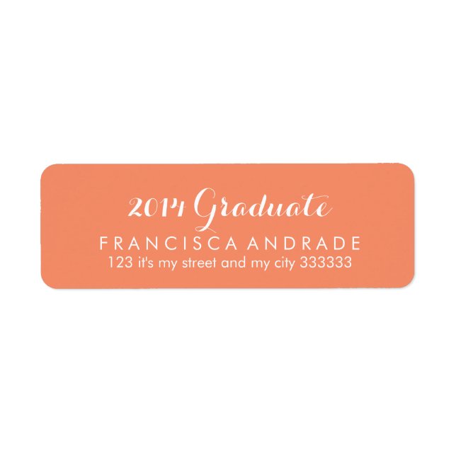Coral Graduation 2014 Graduate Modern Calligraphy Label (Front)