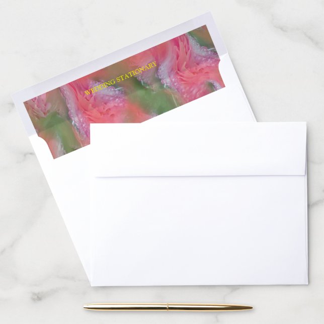 Coral, Grass & Peony-pink Blooms Envelope Liner (Desk)