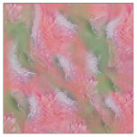 Coral, Grass &amp; Peony-pink Blooms  Fabric