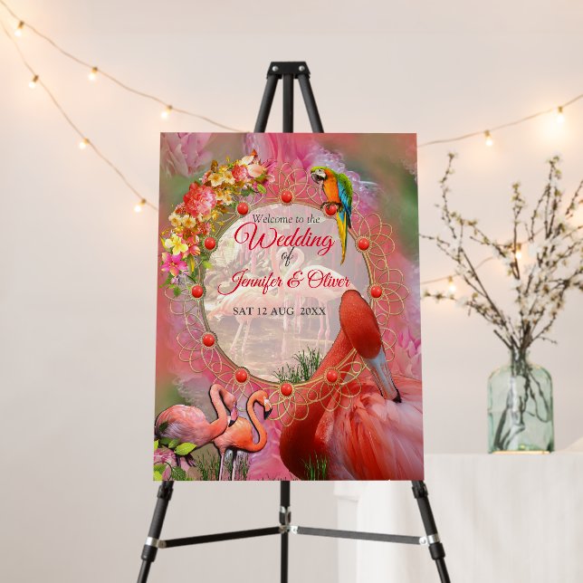 Coral, Grass & Peony-pink Blooms Foam Board (In Situ (Stand))