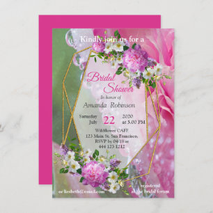 Coral, Grass & Peony-pink Blooms Invitation