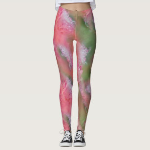 Coral, Grass & Peony-pink Blooms Leggings