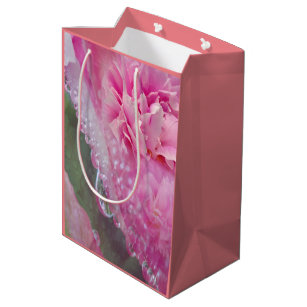 Coral, Grass & Peony-pink Blooms Medium Gift Bag
