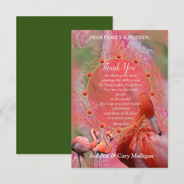 Coral, Grass & Peony-pink Blooms RSVP Card (Front/Back)
