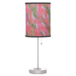 Coral, Grass & Peony-pink Blooms Table Lamp