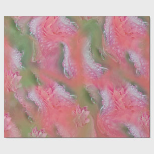 Coral, Grass & Peony-pink Blooms Wrapping Paper