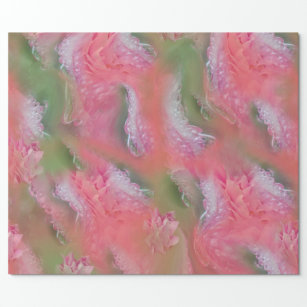 Coral, Grass & Peony-pink Blooms Wrapping Paper