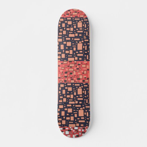Coral gray black white geometric pattern skateboard deck